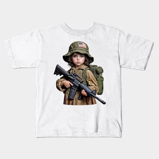 The Little Girl and a Toy Gun Kids T-Shirt